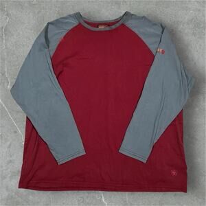 Ariat FR CAT 2 Red Gray Long Sleeve Baseball Work Shirt Size XXL Fire Resistant